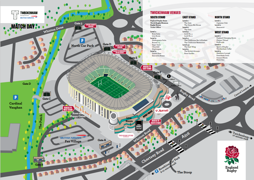 Can I see a map of Twickenham Stadium? Harlequin F.C.